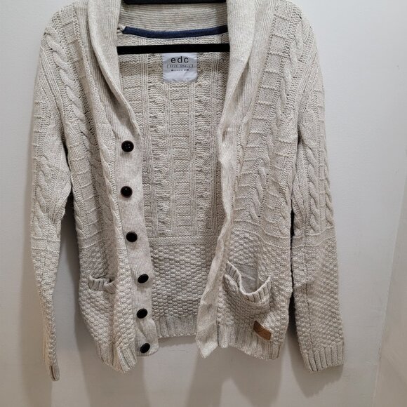EDC Espirit Melange Oatmeal Chunky Wool Blended Button Cardigan Sweater S Used - Picture 11 of 16